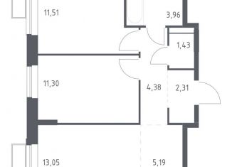 Трехкомнатная квартира на продажу, 53.1 м2, посёлок Жилино-1