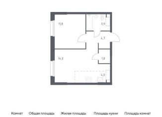 Продается 1-комнатная квартира, 40.2 м2, деревня Столбово, жилой комплекс Эко Бунино, 14.2