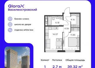 Продается 1-комнатная квартира, 39.3 м2, Санкт-Петербург, Дворцовая площадь, Центральный район