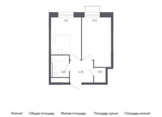 1-комнатная квартира на продажу, 33.9 м2, Балашиха, жилой квартал Новоград Павлино, к8