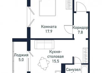 Продаю однокомнатную квартиру, 46.2 м2, Челябинская область, улица имени капитана Ефимова, 8