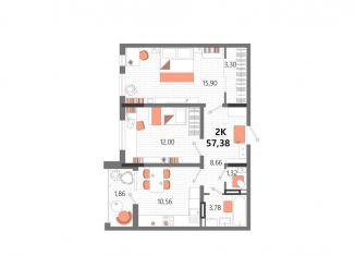 Продается 2-комнатная квартира, 57.4 м2, Евпатория