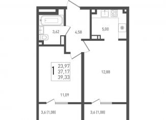 Продается 1-комнатная квартира, 39.3 м2, Краснодарский край