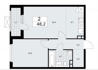 Продается двухкомнатная квартира, 48.2 м2, Москва, жилой комплекс Прокшино, к11.2.2
