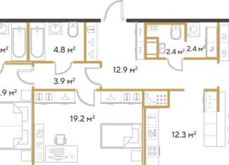 2-комнатная квартира на продажу, 124.6 м2, Санкт-Петербург, метро Площадь Мужества, аллея Академика Лихачёва, 7