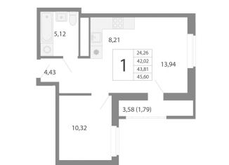Продам двухкомнатную квартиру, 43.8 м2, Екатеринбург, метро Проспект Космонавтов