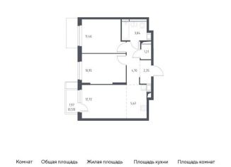 2-комнатная квартира на продажу, 53.5 м2, Московская область, микрорайон Пригород Лесное, к6