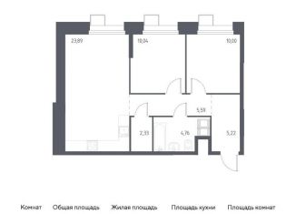 2-комнатная квартира на продажу, 61.8 м2, Москва