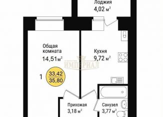 Однокомнатная квартира на продажу, 36 м2, село Семёновка, Молодёжная улица, 15