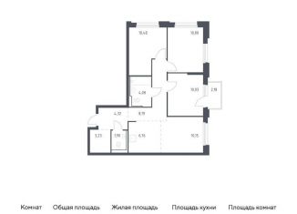 Продажа 3-ком. квартиры, 70.6 м2, Тюмень, жилой комплекс Чаркова 72, 1.4