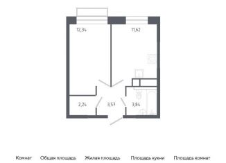 1-комнатная квартира на продажу, 33.6 м2, Балашиха, жилой квартал Новоград Павлино, к6