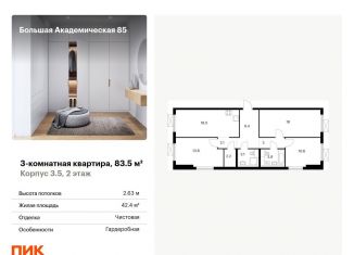 Трехкомнатная квартира на продажу, 83.5 м2, Москва, жилой комплекс Большая Академическая 85, к3.6, ЖК Большая Академическая 85