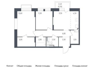 Продаю 2-комнатную квартиру, 61.1 м2, посёлок Песочный