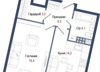 Однокомнатная квартира на продажу, 42.2 м2, Московская область