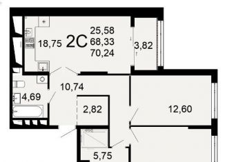 Продажа 2-комнатной квартиры, 70.2 м2, Рязань, Октябрьский район, Льговская улица, 8