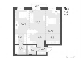 Продается 3-комнатная квартира, 74.9 м2, Новосибирская область, Плановая улица, 60А
