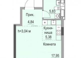 Продажа квартиры студии, 33.9 м2, Ижевск, улица Лихвинцева, 17, ЖК Республика