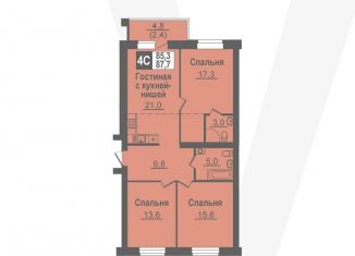 Продам 4-комнатную квартиру, 87.7 м2, Новосибирская область