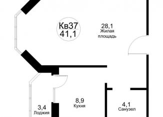 1-ком. квартира на продажу, 41.2 м2, рабочий посёлок Тучково, Москворецкая улица, 2к1