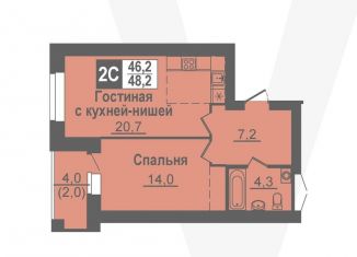 Продажа двухкомнатной квартиры, 48.2 м2, Новосибирская область