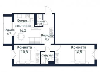 2-комнатная квартира на продажу, 56.4 м2, Челябинская область
