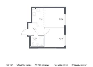 1-комнатная квартира на продажу, 36.8 м2, Московская область