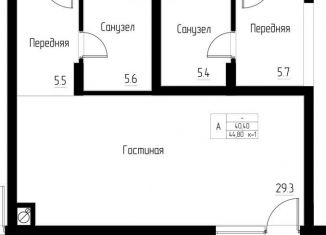1-комнатная квартира на продажу, 44.8 м2, Калининградская область