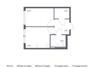 Продаю 1-комнатную квартиру, 34.4 м2, Москва, жилой комплекс Остафьево, к22