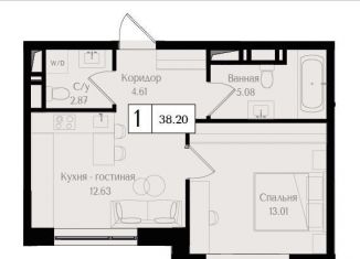 Продам однокомнатную квартиру, 38.2 м2, Москва