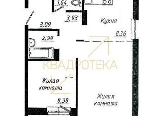 2-комнатная квартира на продажу, 46.4 м2, Новосибирск, улица Ошанина, 1, ЖК Сокольники