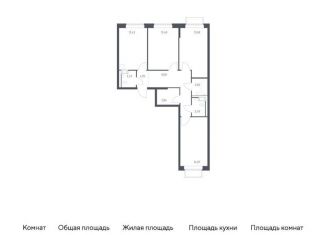 Продажа трехкомнатной квартиры, 77.7 м2, Московская область, жилой комплекс Томилино Парк, к6.1