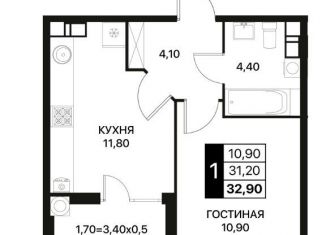 Продается однокомнатная квартира, 33.4 м2, Ростов-на-Дону