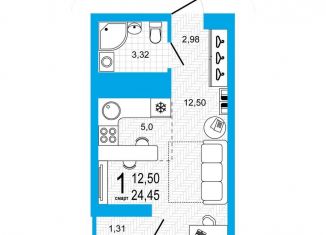 Продаю 1-ком. квартиру, 24.5 м2, Уфа, Дёмский район