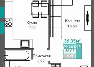 Продается 1-ком. квартира, 36.1 м2, Симферополь, Киевский район
