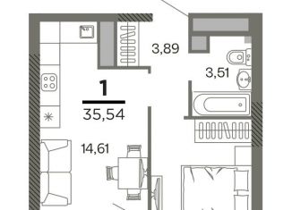 Продажа однокомнатной квартиры, 35.5 м2, Рязань