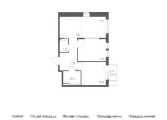 2-комнатная квартира на продажу, 52.6 м2, село Остафьево, жилой комплекс Остафьево, к19
