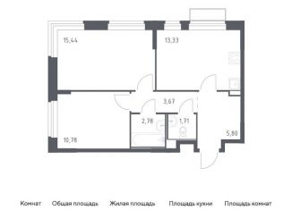 Продается двухкомнатная квартира, 53.5 м2, поселение Филимонковское, жилой комплекс Квартал Марьино, к1