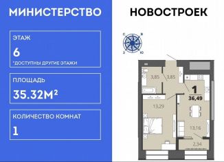 Продаю 1-комнатную квартиру, 35.3 м2, Рязань, Московский район