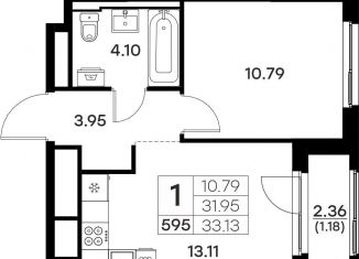 Продам 1-комнатную квартиру, 33.1 м2, Владимир, Октябрьский район, Тракторная улица, 43