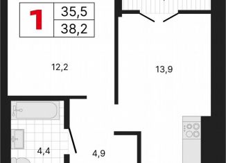 1-ком. квартира на продажу, 38.2 м2, Екатеринбург, Кировский район, улица Блюхера, 38