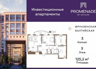 Продам 3-ком. квартиру, 125.2 м2, Санкт-Петербург, Парфёновская улица, 6к1, метро Балтийская