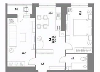 Продажа 2-ком. квартиры, 54.7 м2, Тверь, улица Сергея Лоскутова, 2, Пролетарский район