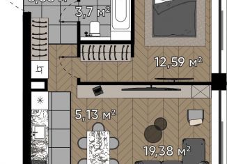 1-ком. квартира на продажу, 46.8 м2, Москва, метро Октябрьское поле, улица Берзарина, 37