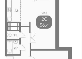 Продажа 2-комнатной квартиры, 56.4 м2, Новосибирск, Междуреченская улица, 5/2