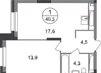 Продается 1-комнатная квартира, 40.3 м2, Московский