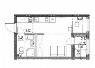 Продается квартира студия, 23.7 м2, Санкт-Петербург, Московское шоссе, 36, муниципальный округ Звёздное