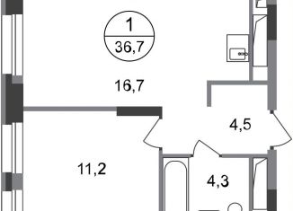 Продам 1-комнатную квартиру, 36.7 м2, Московский