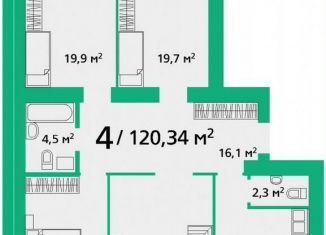 Продам четырехкомнатную квартиру, 120.3 м2, Красноярский край, улица Березина, 82Д