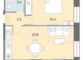 Продаю 1-комнатную квартиру, 40.8 м2, Москва, метро Тульская, жилой комплекс Зиларт, 18/19/27