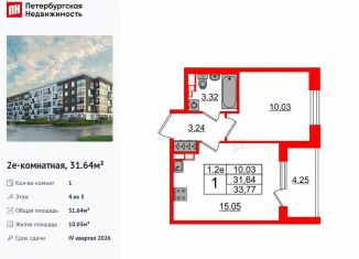 Продажа 1-комнатной квартиры, 31.6 м2, Санкт-Петербург, метро Звёздная